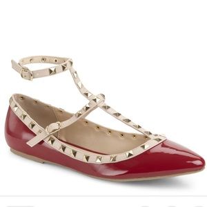 Wild Diva size 8 1/2 red studded flats